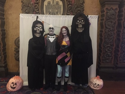 Rachael Delfing and Tom Berry were married on Halloween 2017 at the Akron Civic Theatre. Rachael and Tom dressed as Jack and Sally from The Nightmare Before Christmas and Tom's mother and step-father, photographed on each side of the bride and groom, joined in the fun and arrived to the ceremony in costume.